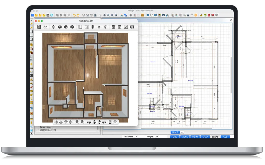 Adding cabinets in ProKitchen using an imported RENDR floorplan.